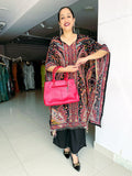 PRINTED AND EMBROIDERED CREPE KAFTAN