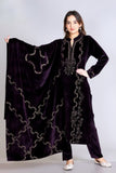 AUBERGINE VELVET EMBROIDERED SUIT