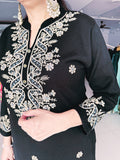 BLACK WOOLEN EMBROIDERED SUIT