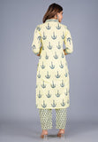 CANARY YELLOW PRINTED COTTON SUIT