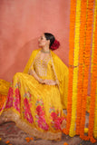 YELLOW FLORAL PRINT CHINON ANARKALI SUIT