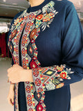 INDIGO BLUE WOOLEN SHRUG WITH EMBROIDERY WITH WOOLEN INNER AND TROUSER