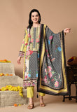 LEMON YELLOW PRINTED AND EMBROIDERED PAKISTANI SUIT