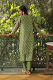 GREEN CHANDERI SUIT SET (WITH PANTS AND DUPATTA)