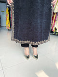 BLACK VELVET CORDUROY EMBROIDERED FIRAN WITH PANTS