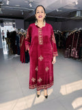 DARK MAROON VELVET EMBROIDERED FIRAN WITH PANTS