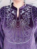 AUBERGINE COLOUR PREMIUM VELVET EMBROIDERED SUIT