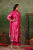 PINK PRINTED AND EMBROIDERED SILK A LINE SUIT