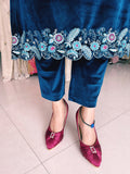 BLUE PREMIUM VELVET EMBROIDERED SUIT