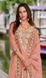 PEACH PAKISTANI STYLE ORGANZA SUIT