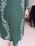 GREEN WOOLEN KNITTED EMBROIDERED ONLY KURTA