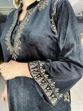 BLACK VELVET EMBROIDERED FIRAN WITH PANTS