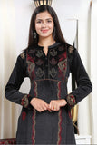 BLACK EMBROIDERED VELVET  SUIT WITH AFGHANI PANTS ANDFULLY EMBROIDERED VELVET SHAWL