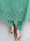 GREEN WOOLEN EMBROIDERED SUIT