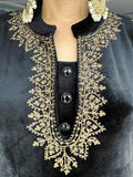 BLACK VELVET EMBROIDERED FIRAN WITH PANTS