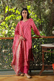 DARK PINK CHANDERI SUIT SET (WITH PANTS AND DUPATTA)