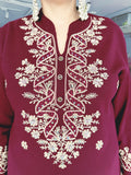 WINE WOOLEN EMBROIDERED SUIT