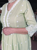 GREEN COTTON SUIT WITH CHIKAN EMBROIDERY