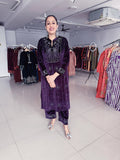 AUBERGINE COLOUR PREMIUM VELVET EMBROIDERED SUIT