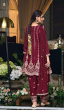 MAROON CHINON EMBROIDED PARTYWEAR SUIT