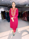 REDDISH MAROON WOOLEN SUIT WITH KASHMIRI EMBROIDERY