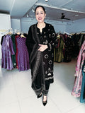 BLACK FULLY EMBROIDERED WOOLEN SUIT