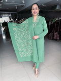 GREEN WOOLEN EMBROIDERED SUIT