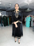 BLACK VELVET EMBROIDERED FIRAN WITH PANTS