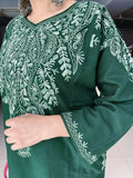 GREEN KASHMIRI EMBROIDERED ONLY FIRAN