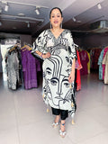 IVORY PRINTED CREPE KAFTAN