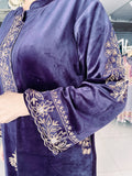 AUBERGINE COLOUR PREMIUM VELVET EMBROIDERED FIRAN WITH PANTS