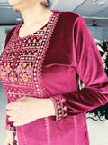 MAROON PREMIUM VELVET EMBROIDERED SUIT