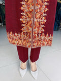 RUST WOOLEN EMBROIDERED SUIT