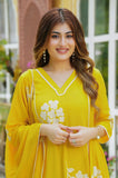 LEMON YELLOW COTTON EMBROIDERED SUIT