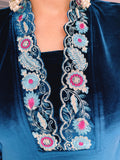 BLUE PREMIUM VELVET EMBROIDERED SUIT