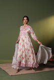 IVORY FLORAL PRINT SOFT ORGANZA FLARED ANARKALI