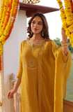 YELLOW CHINON EMBROIDERED SUIT