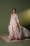 IVORY FLORAL PRINT SOFT ORGANZA FLARED ANARKALI