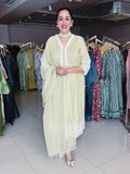 GREEN COTTON SUIT WITH CHIKAN EMBROIDERY