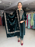 GREEN PREMIUM VELVET EMBROIDERED DESIGNER SUIT