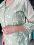 GREEN EMBROIDERED SILK SUIT