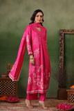 PINK PRINTED AND EMBROIDERED SILK A LINE SUIT