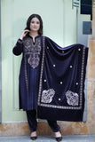 AUBERGINE COLOUR PREMIUM VELVET EMBROIDERED SUIT