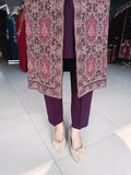 MULBERRY EMBROIDERED WOOLEN SHRUG WITH ATTACHED INNER AND TROUSER