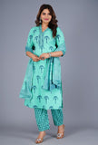 AQUA PRINTED COTTON SUIT