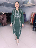 GREEN WOOLEN KNITTED EMBROIDERED ONLY KURTA