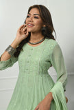 GREEN GEORGETTE EMBROIDERED SHARARA SUIT