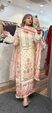 Off-white Silk Pakistani Embroided Designer Suit