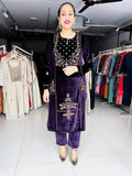 MULBERRY VELVET EMBROIDERED SUIT