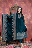 DEEP TEAL EMBROIDERED PREMIUM VELVET ANARKALI SUIT